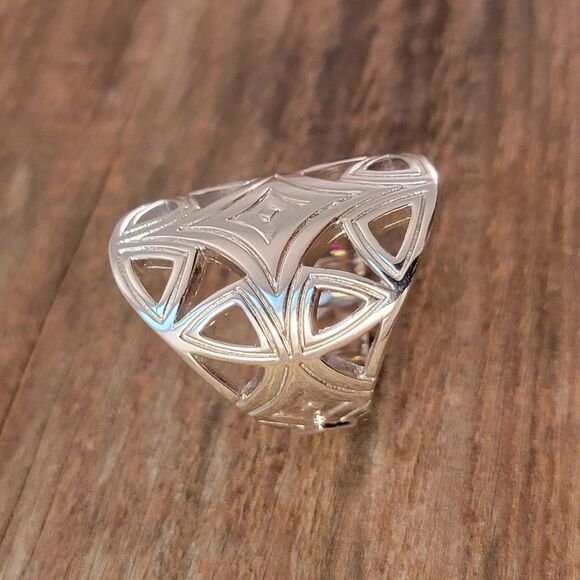 New Elle Sterling Silver Reflections Modern Openwork Ring - Picture 8 of 10
